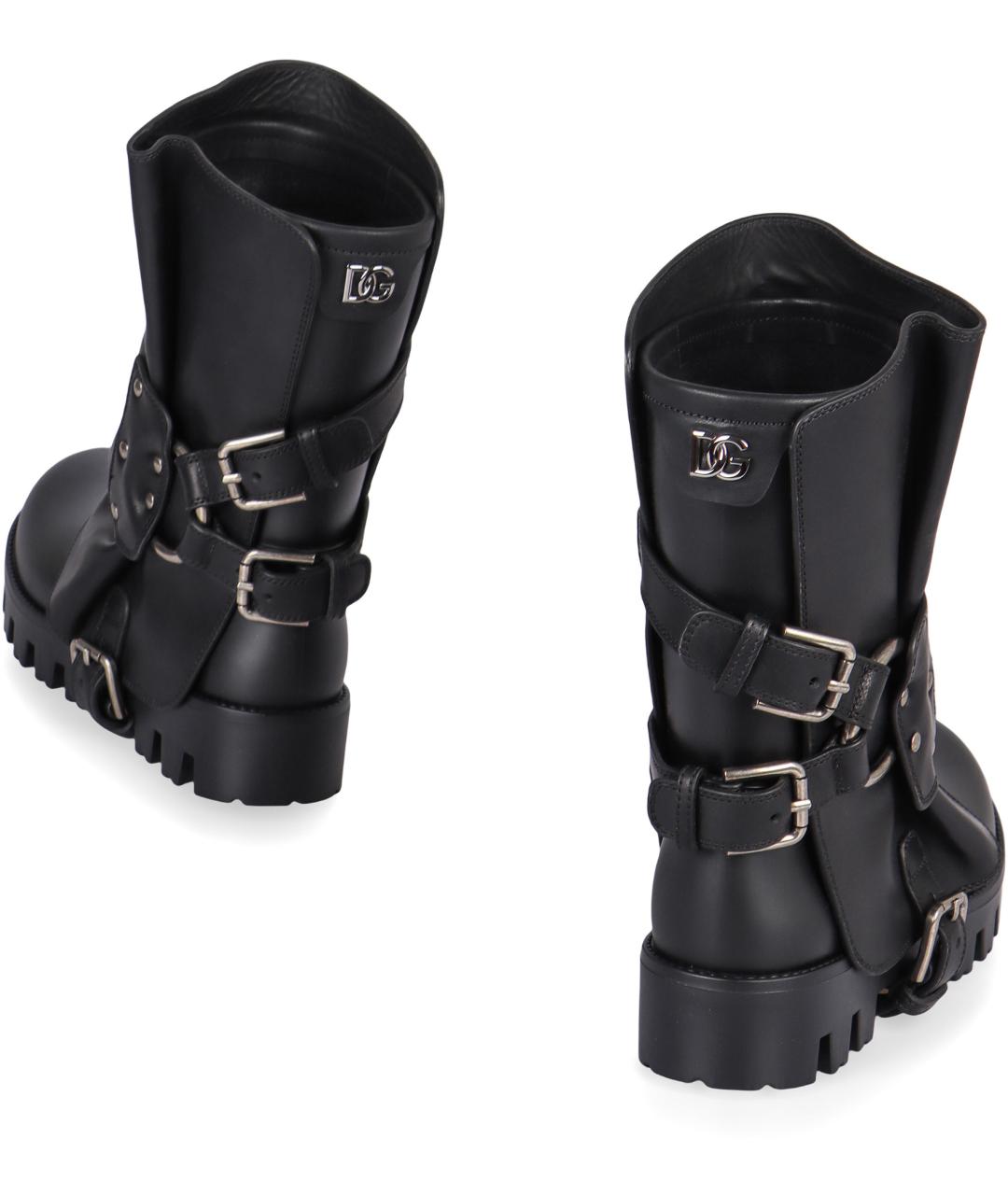 DOLCE&GABBANA Черные кожаные ботильоны, фото 4