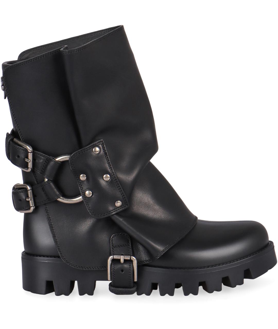 DOLCE&GABBANA Черные кожаные ботильоны, фото 2