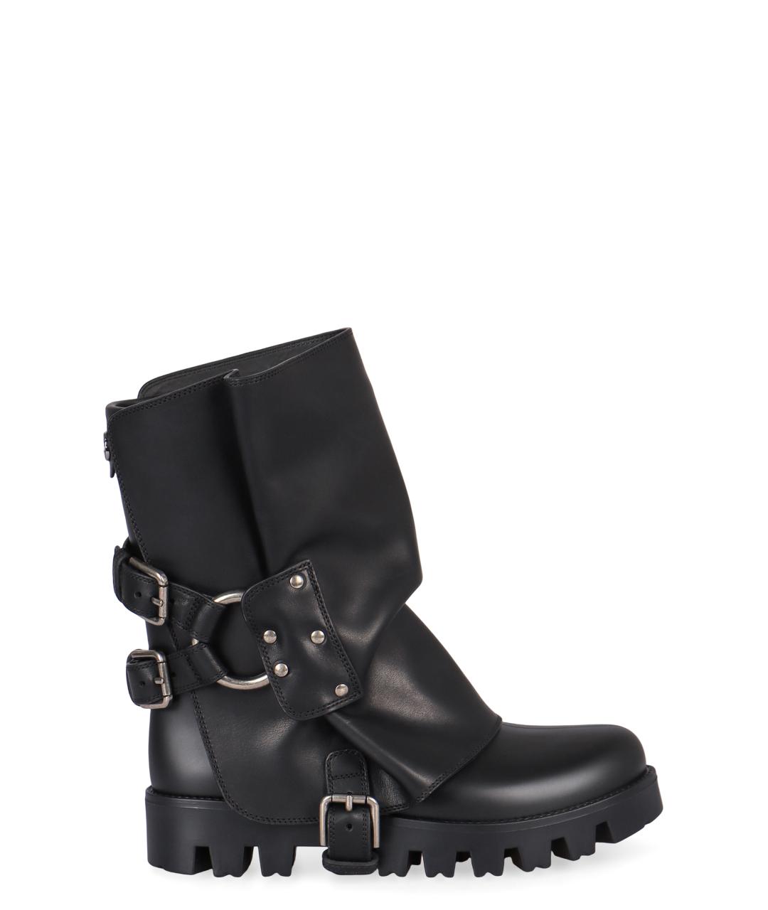 DOLCE&GABBANA Черные кожаные ботильоны, фото 1