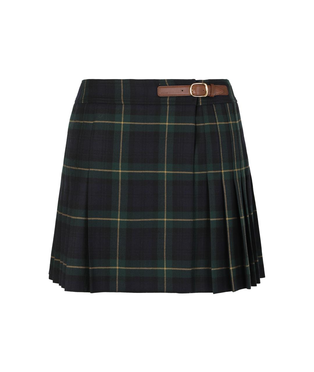 CELINE Темно-синяя шерстяная юбка мини, фото 1