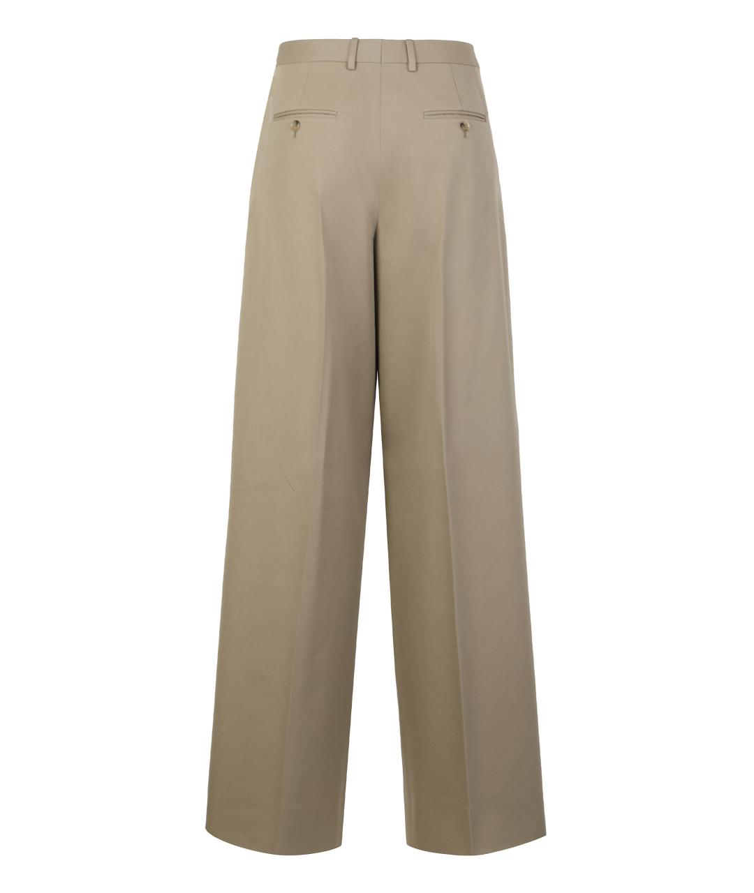CELINE Бежевые хлопковые прямые брюки, фото 2