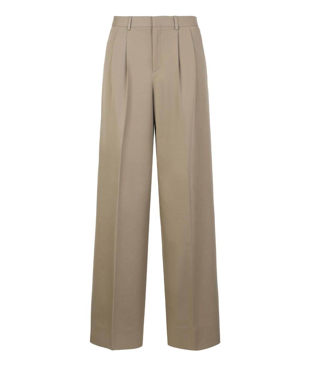 CELINE Бежевые хлопковые прямые брюки, фото 1