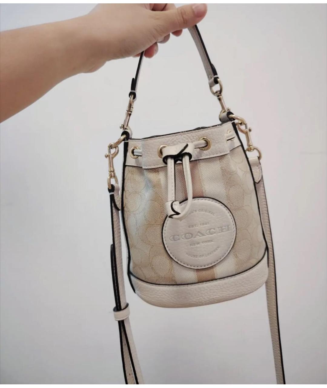 COACH Бежевая тканевая сумка через плечо, фото 6