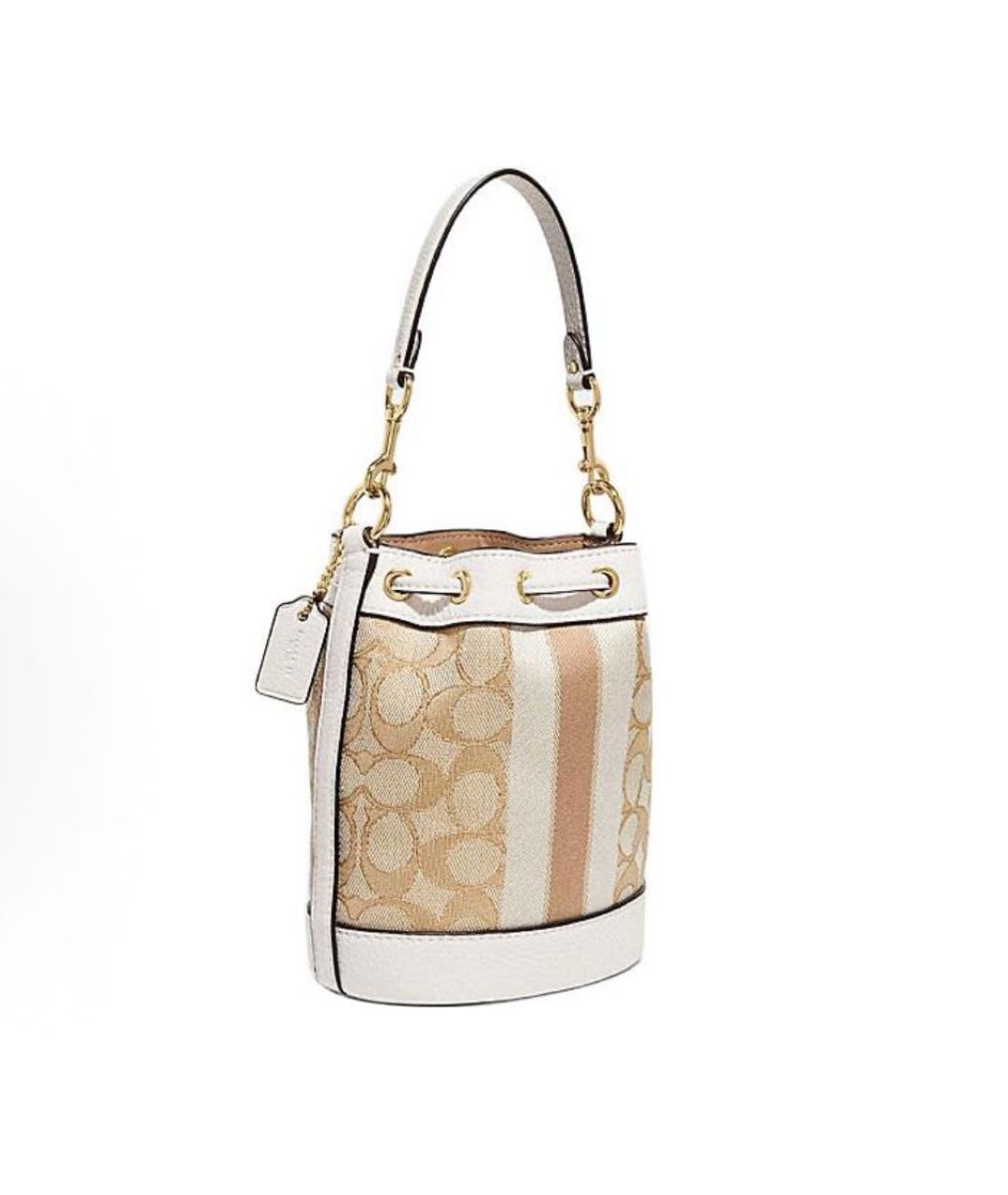 COACH Бежевая тканевая сумка через плечо, фото 4