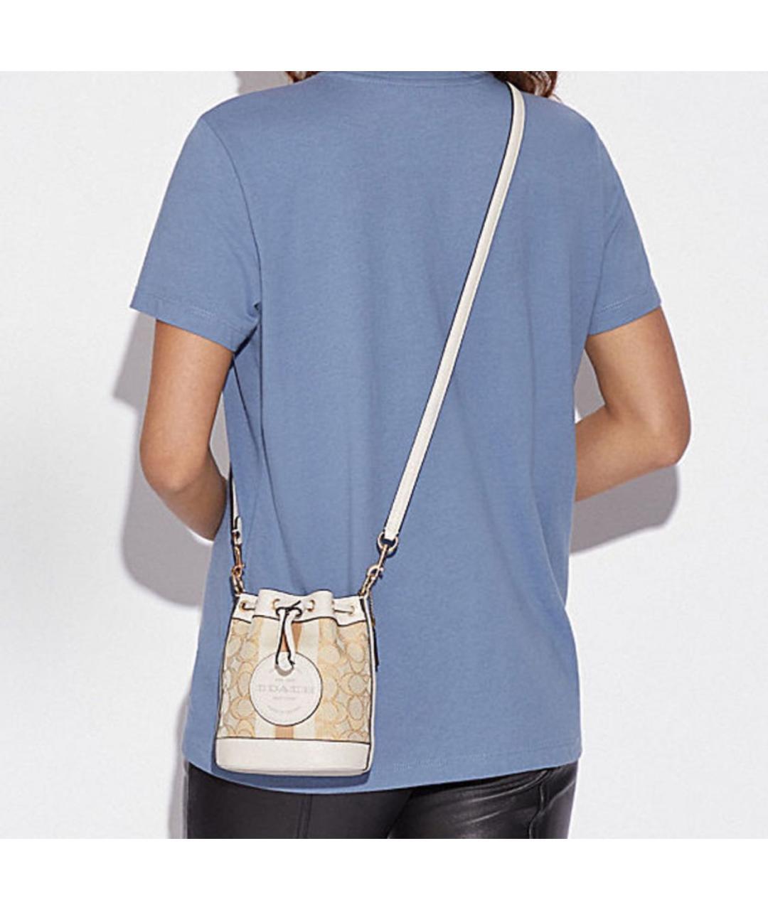 COACH Бежевая тканевая сумка через плечо, фото 7