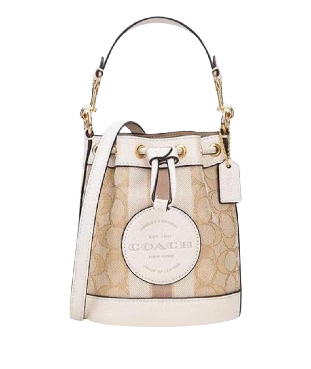COACH Бежевая тканевая сумка через плечо, фото 1