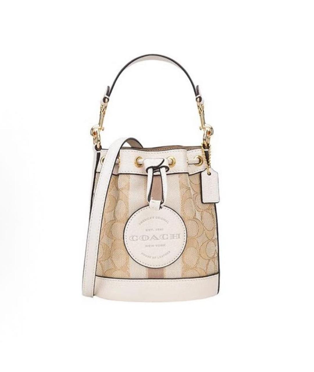 COACH Бежевая тканевая сумка через плечо, фото 9