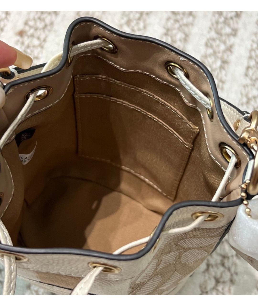 COACH Бежевая тканевая сумка через плечо, фото 8