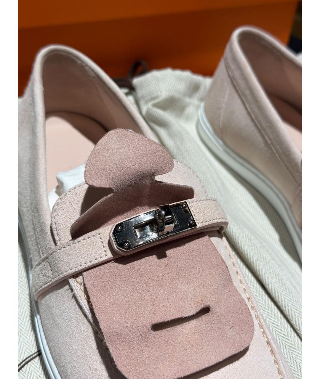 HERMES Розовые замшевые лоферы, фото 7