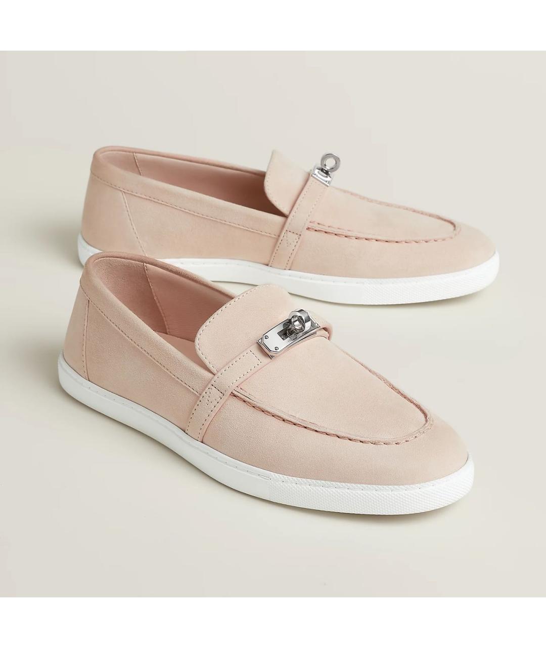 HERMES Розовые замшевые лоферы, фото 2