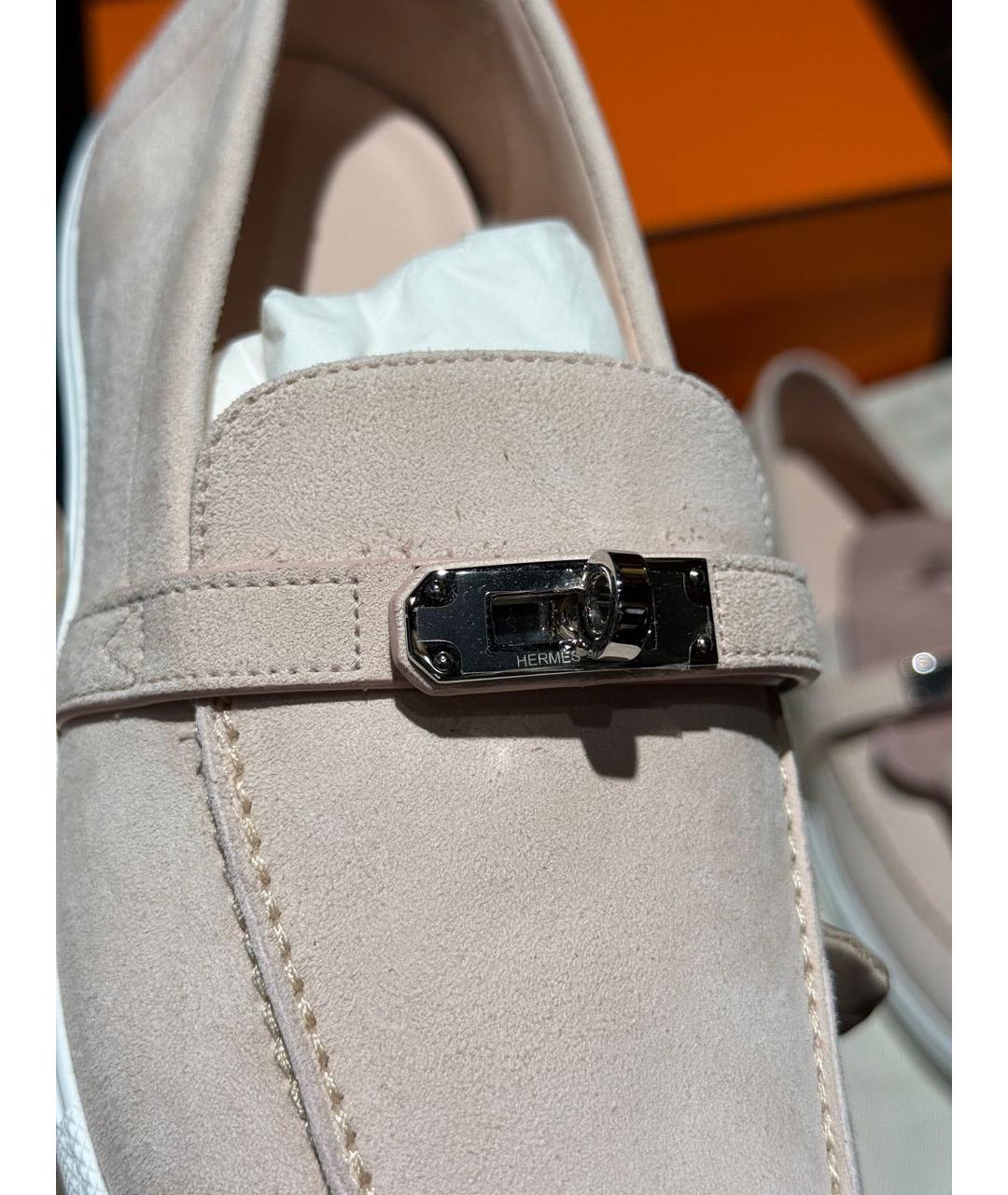 HERMES Розовые замшевые лоферы, фото 5