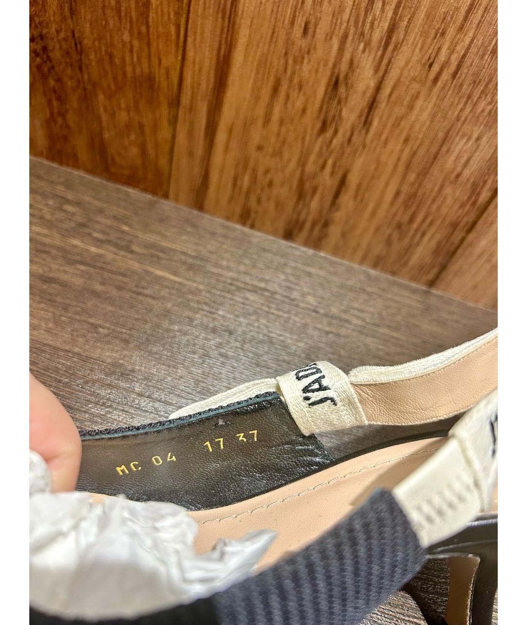 CHRISTIAN DIOR Черные текстильные лодочки на низком каблуке, фото 7