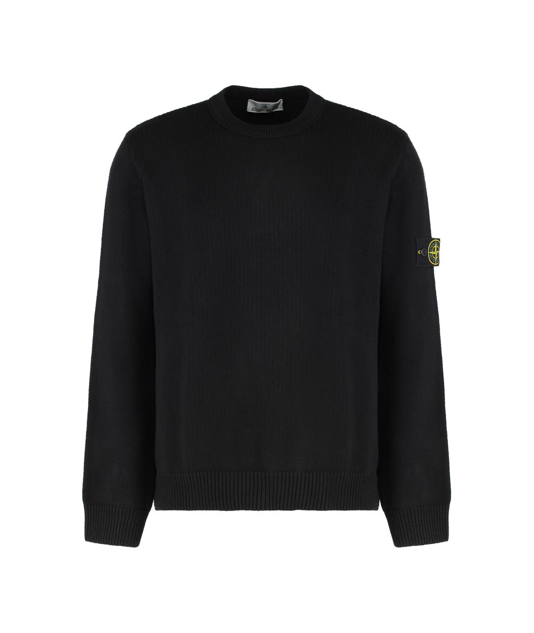 STONE ISLAND Черный хлопко-эластановый джемпер / свитер, фото 1