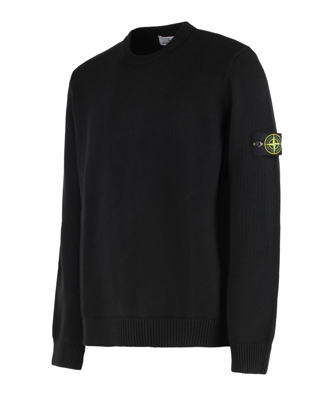 STONE ISLAND Черный хлопко-эластановый джемпер / свитер, фото 2