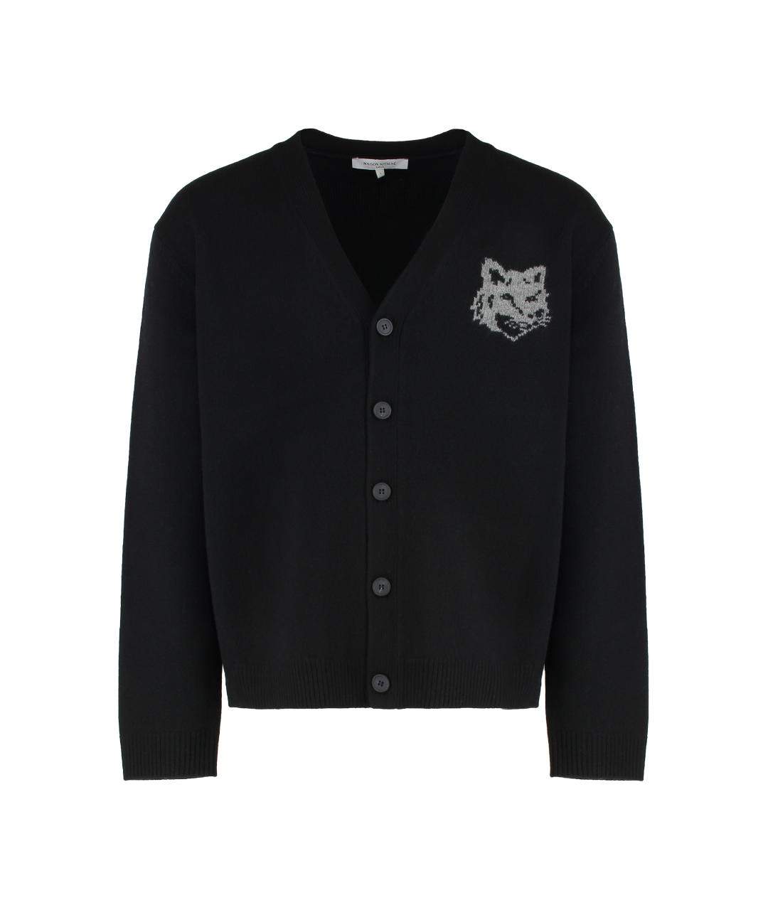 MAISON KITSUNE Черный шерстяной кардиган, фото 1