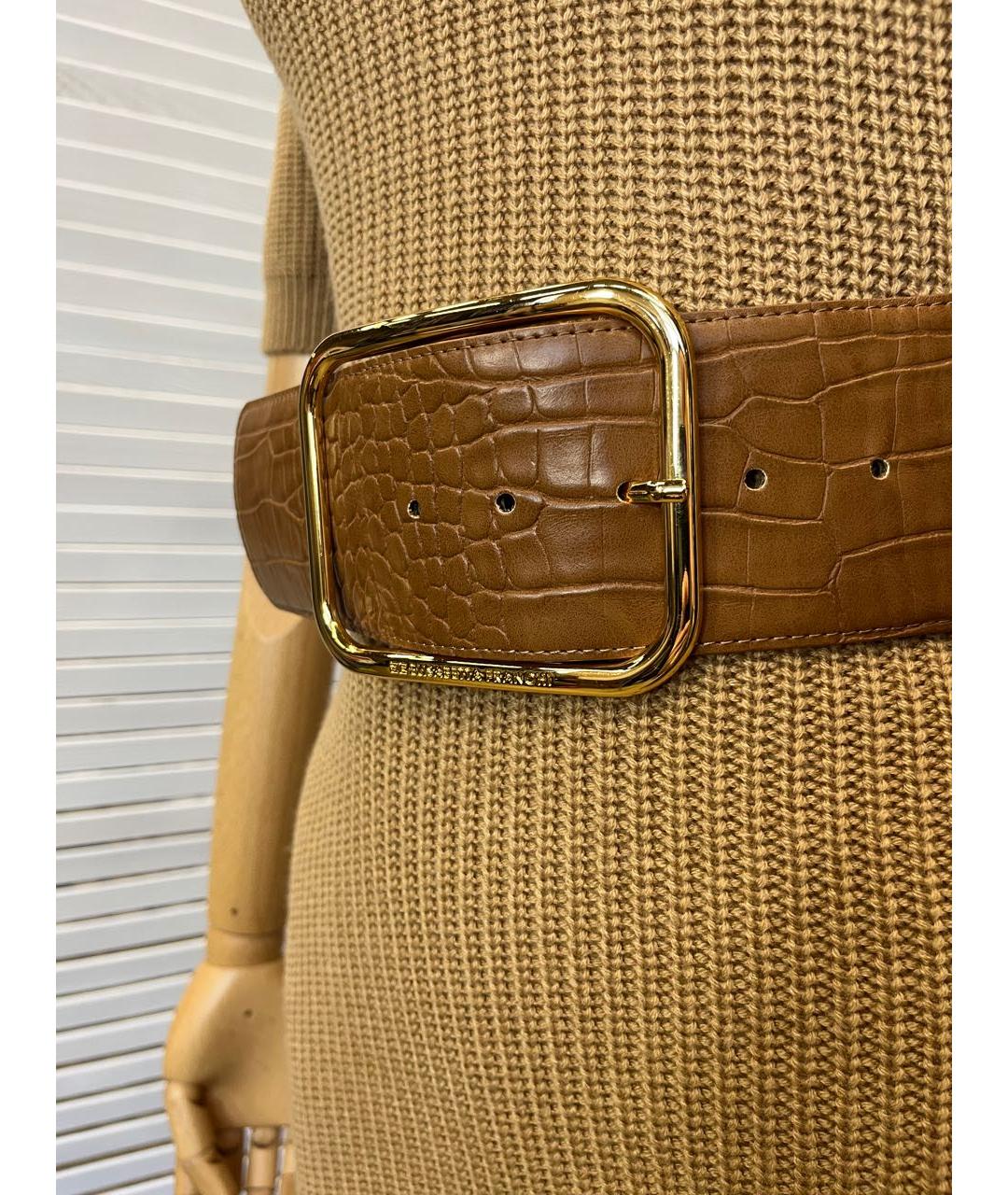 ELISABETTA FRANCHI Бежевое шерстяное повседневное платье, фото 8