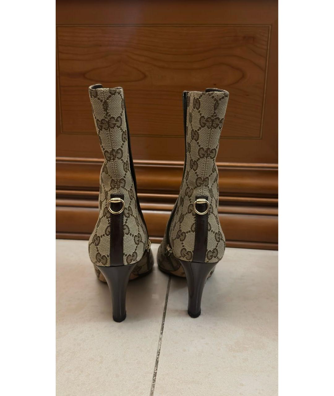 GUCCI Бежевые текстильные ботильоны, фото 3