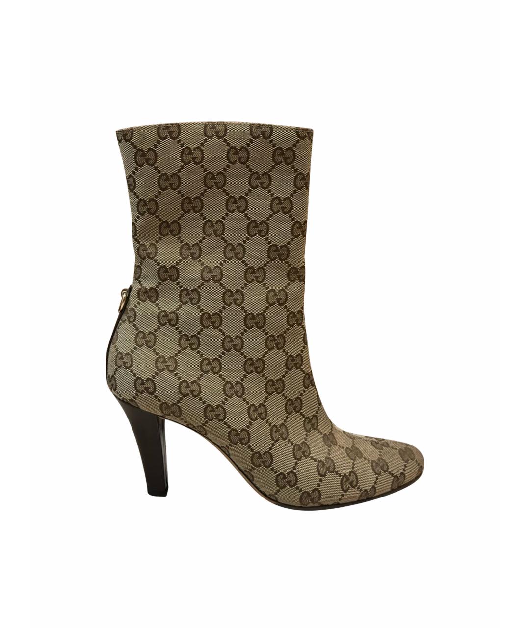 GUCCI Бежевые текстильные ботильоны, фото 1