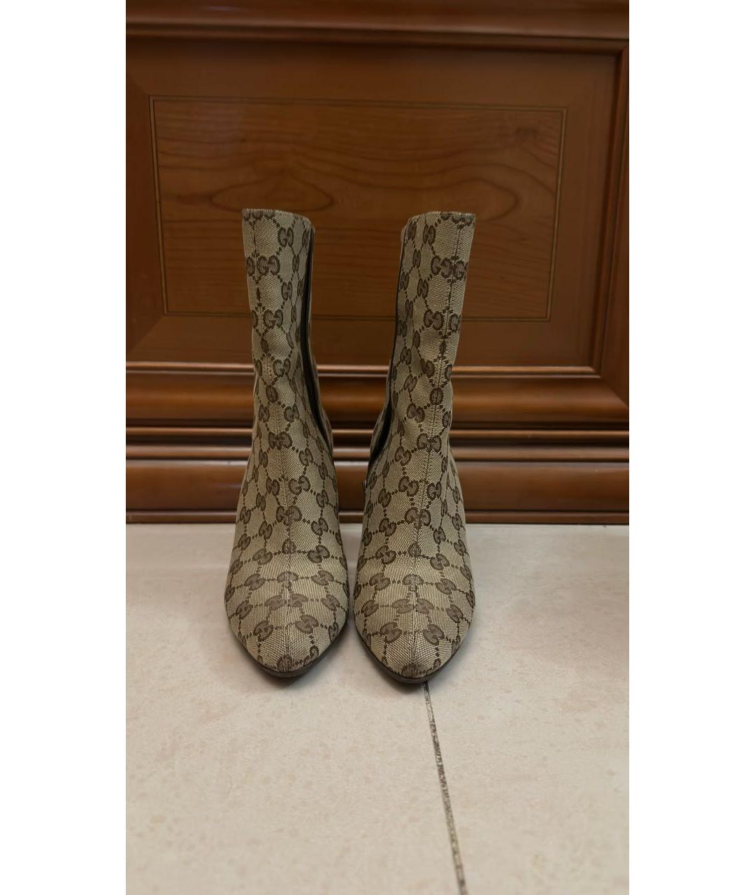 GUCCI Бежевые текстильные ботильоны, фото 2