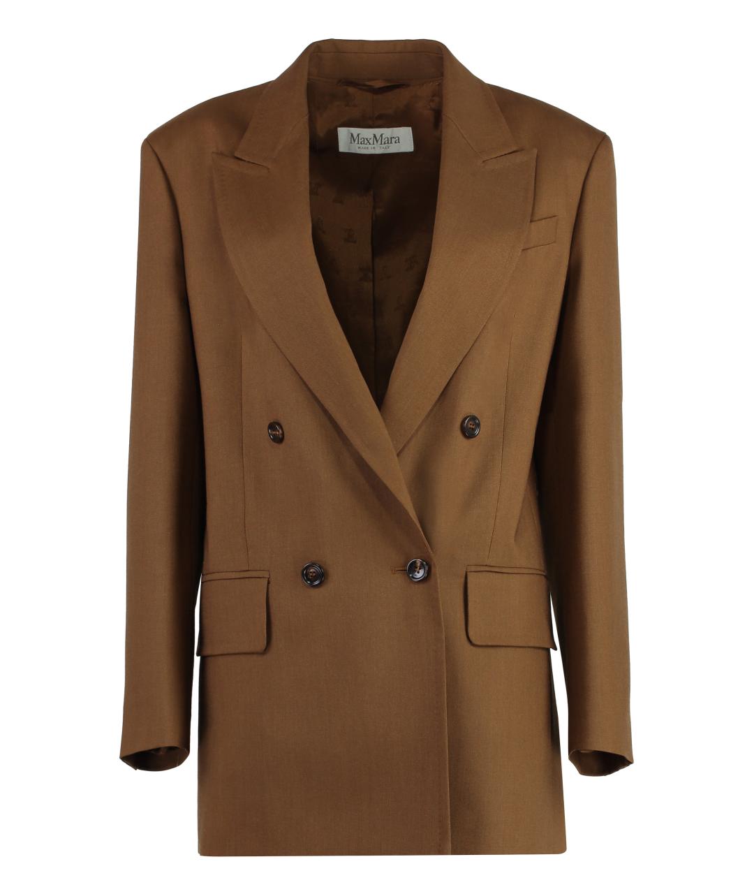MAX MARA Коричневый шерстяной жакет/пиджак, фото 1