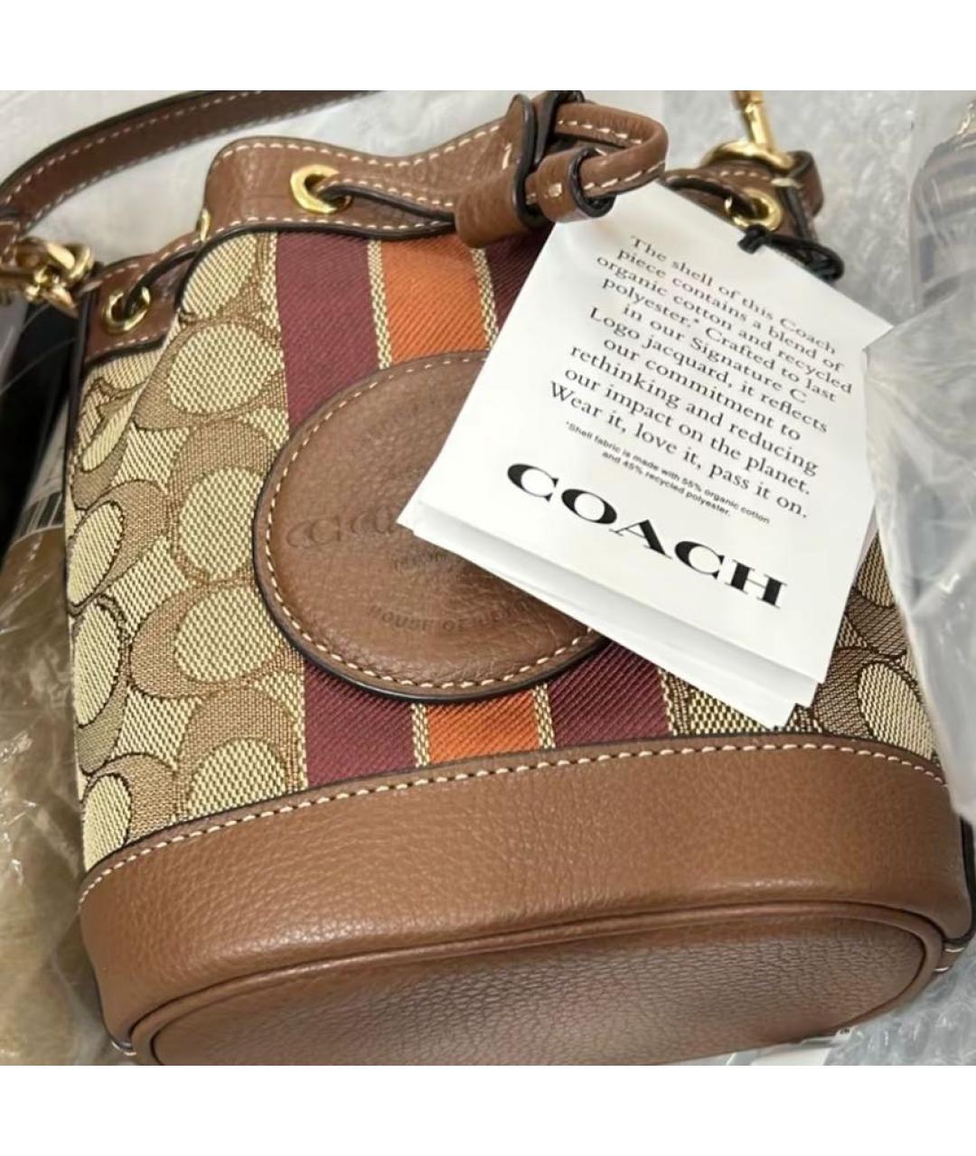 COACH Коричневая кожаная сумка через плечо, фото 8