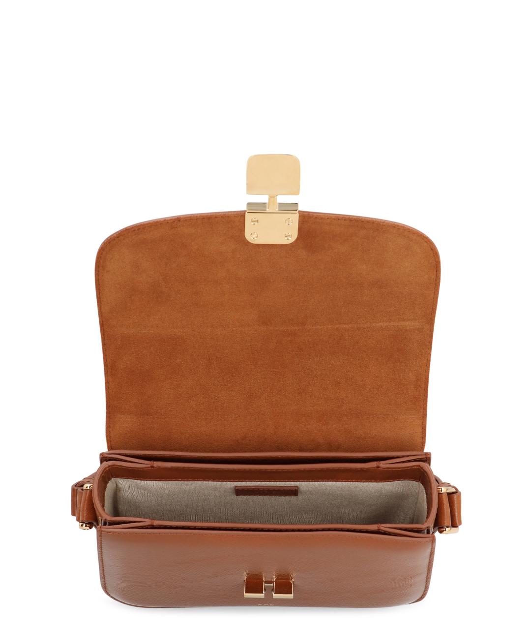 A.P.C. Коричневая кожаная сумка через плечо, фото 4