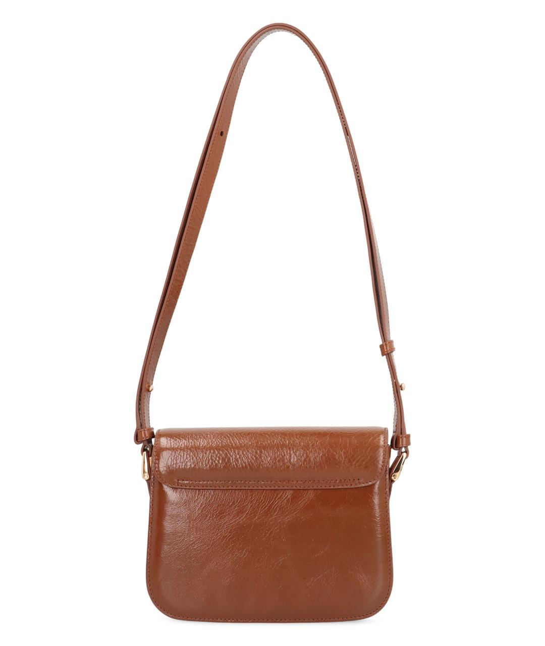 A.P.C. Коричневая кожаная сумка через плечо, фото 3