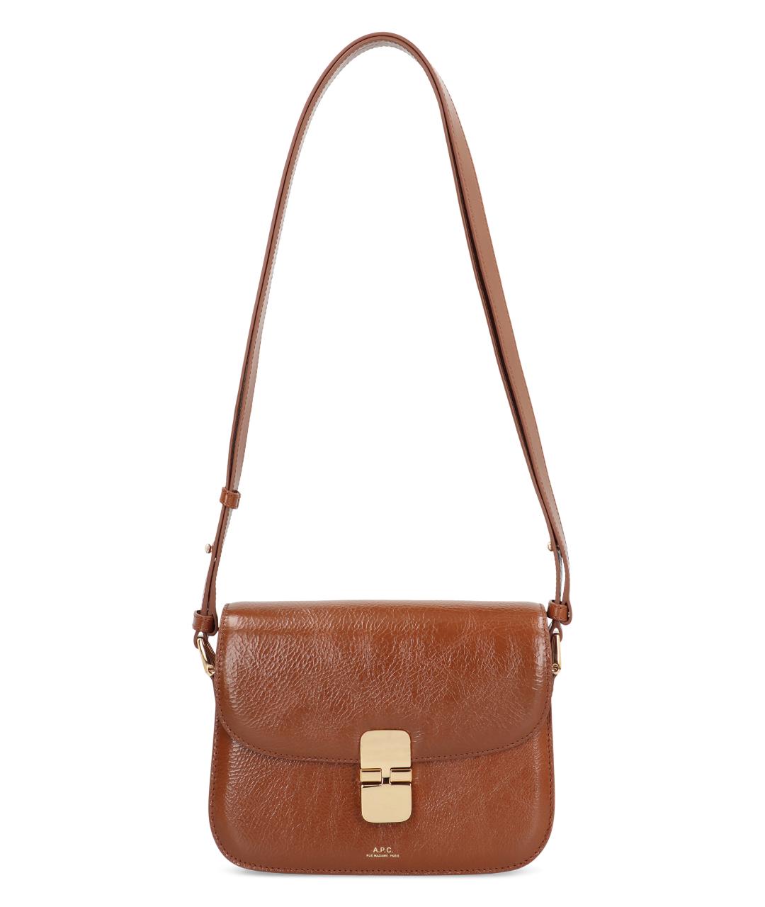 A.P.C. Коричневая кожаная сумка через плечо, фото 1