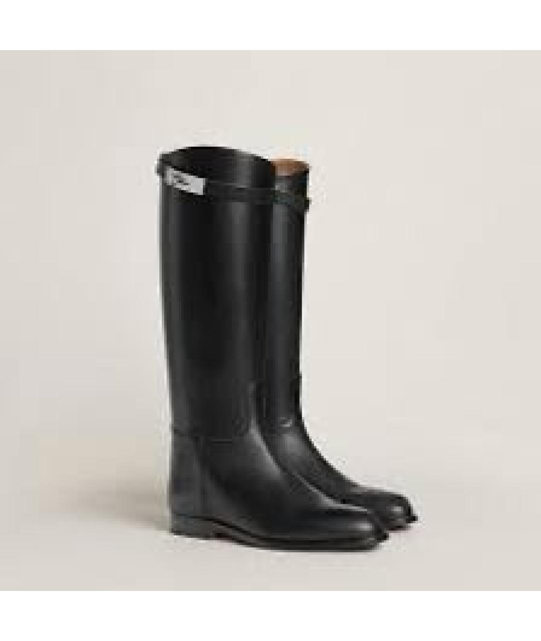 HERMES Черные кожаные сапоги, фото 2