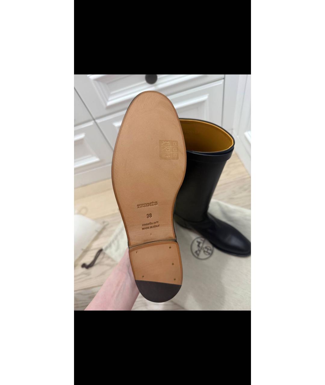 HERMES Черные кожаные сапоги, фото 3