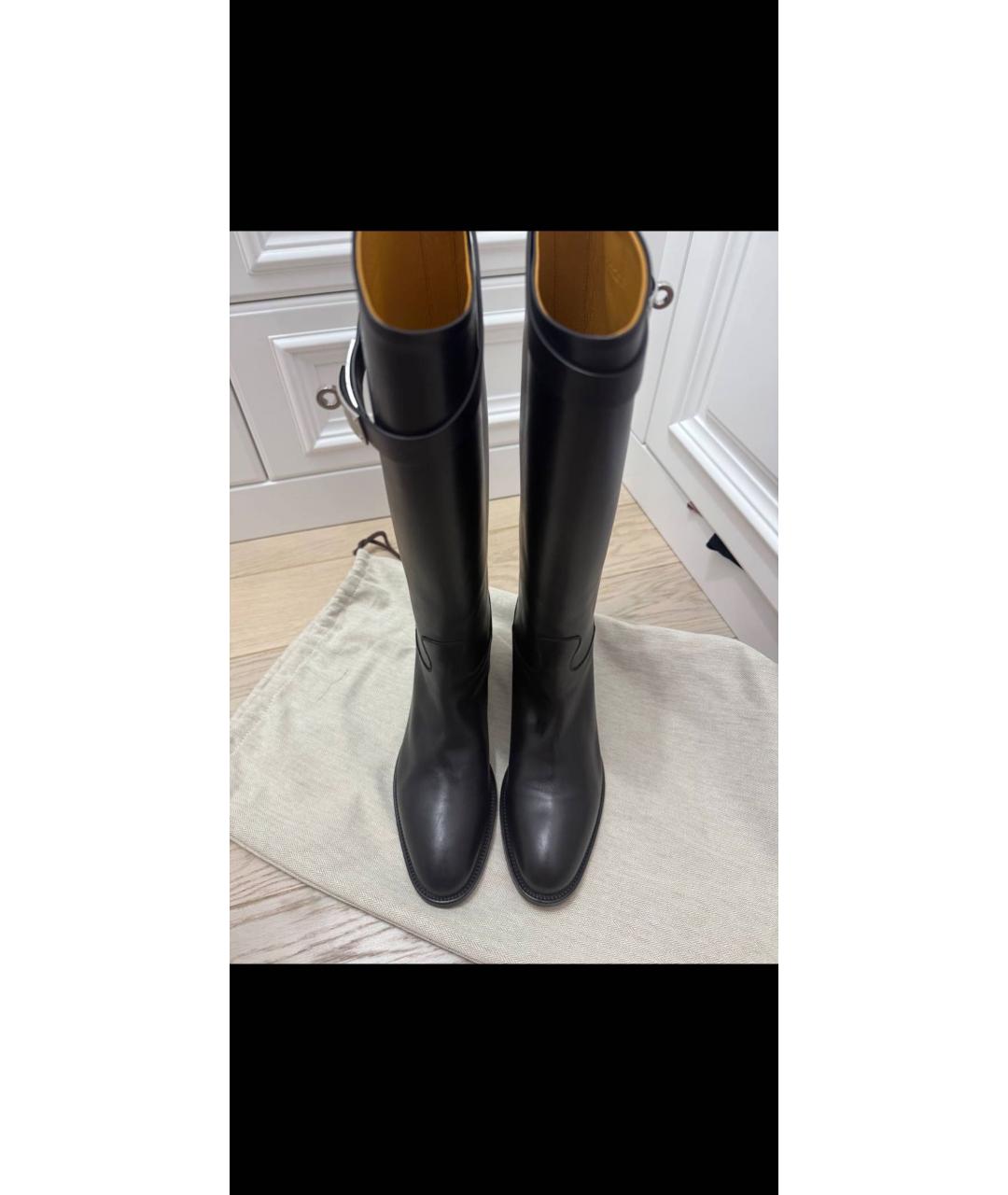 HERMES Черные кожаные сапоги, фото 5