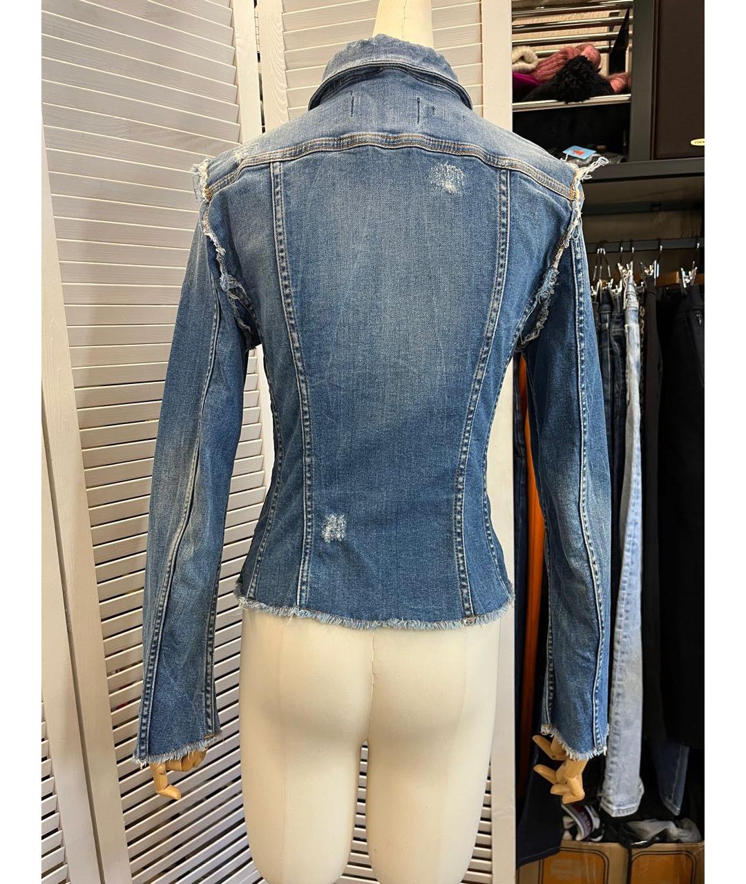 PHILIPP PLEIN Синяя хлопко-эластановая куртка, фото 7