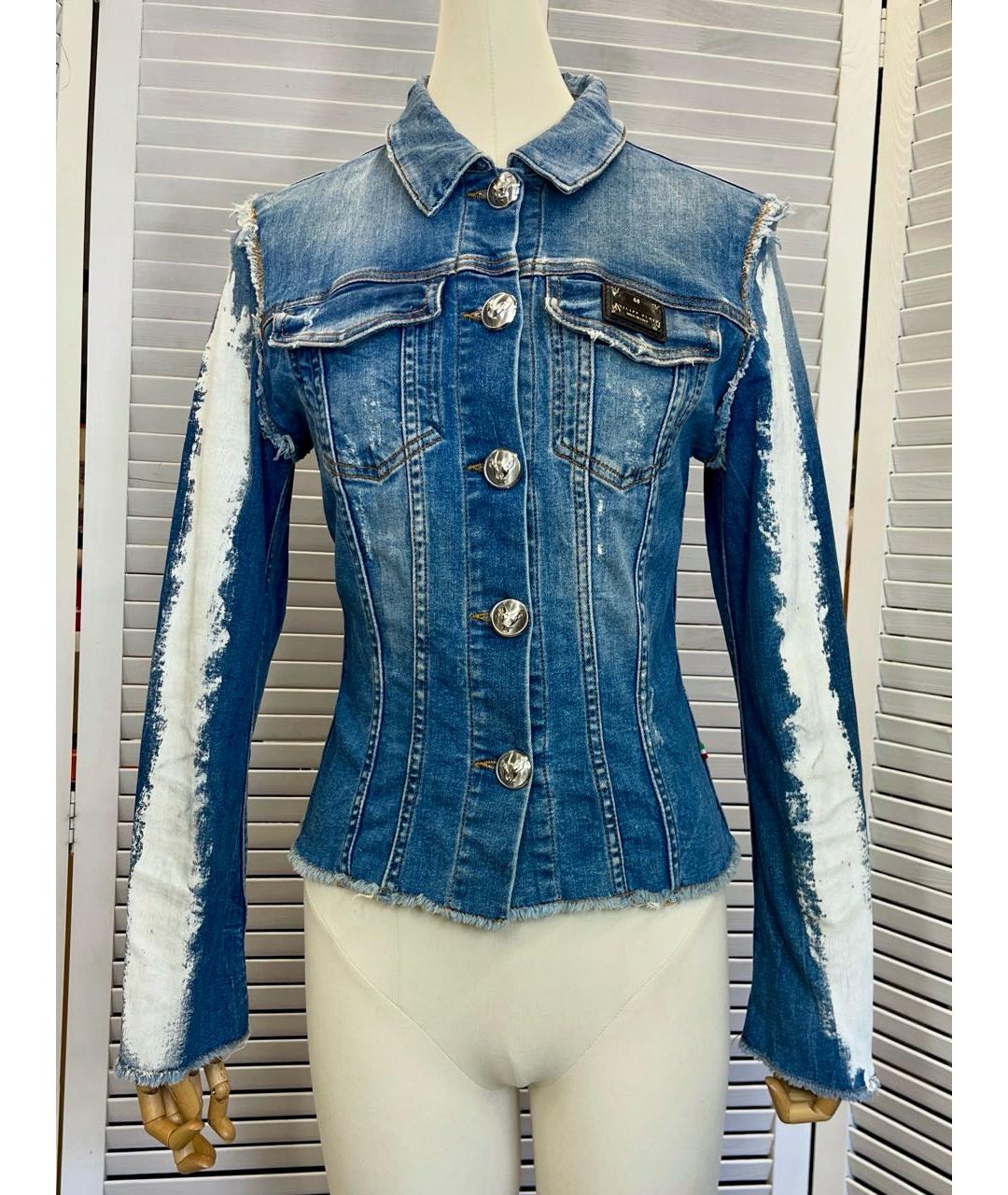 PHILIPP PLEIN Синяя хлопко-эластановая куртка, фото 9