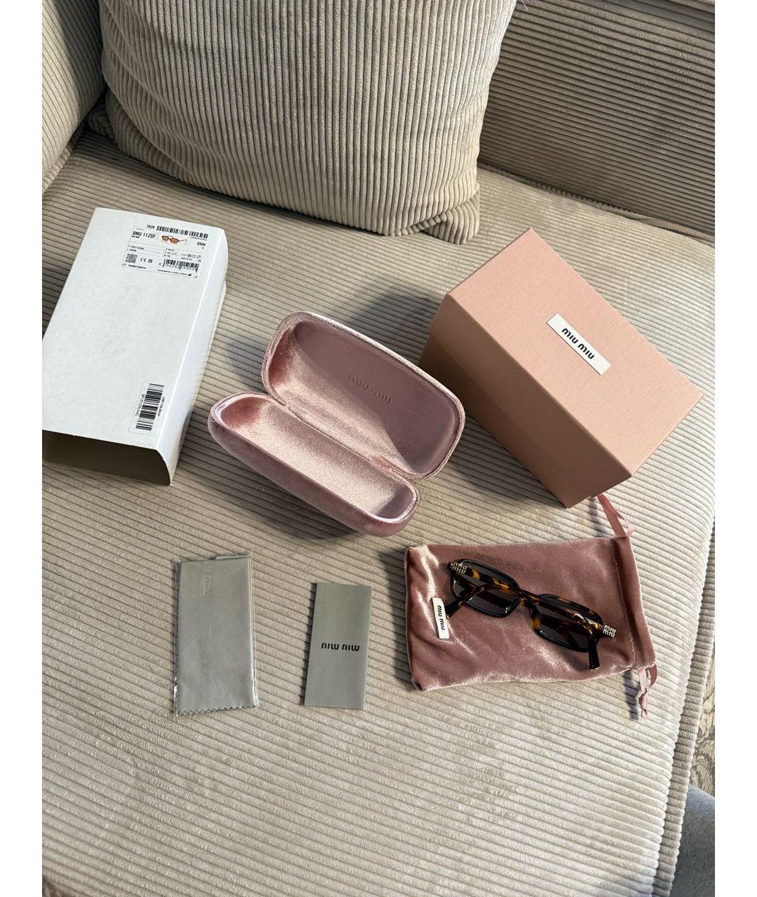 MIU MIU Коричневые пластиковые солнцезащитные очки, фото 4