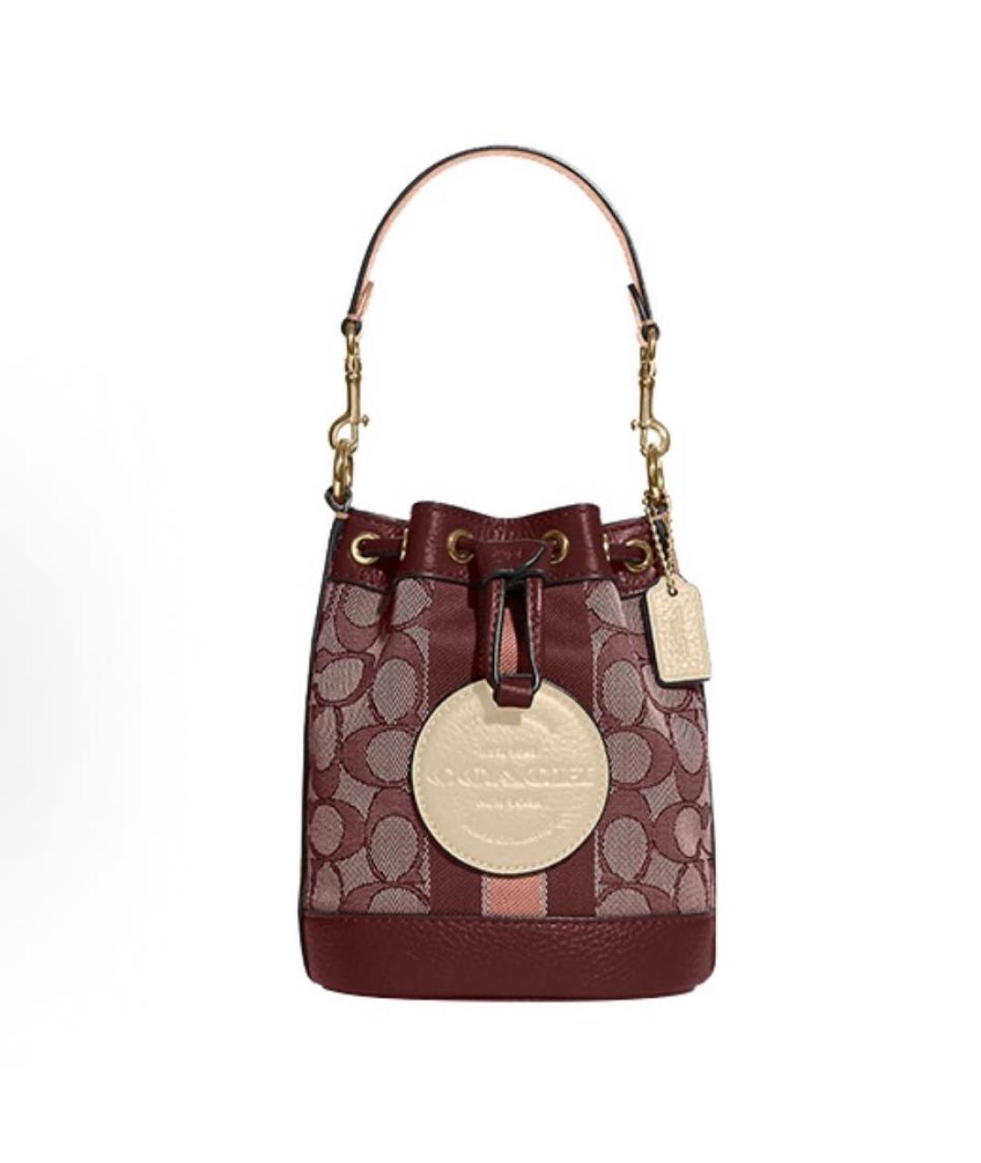 COACH Бордовая кожаная сумка через плечо, фото 9