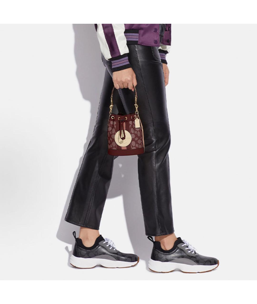 COACH Бордовая кожаная сумка через плечо, фото 5