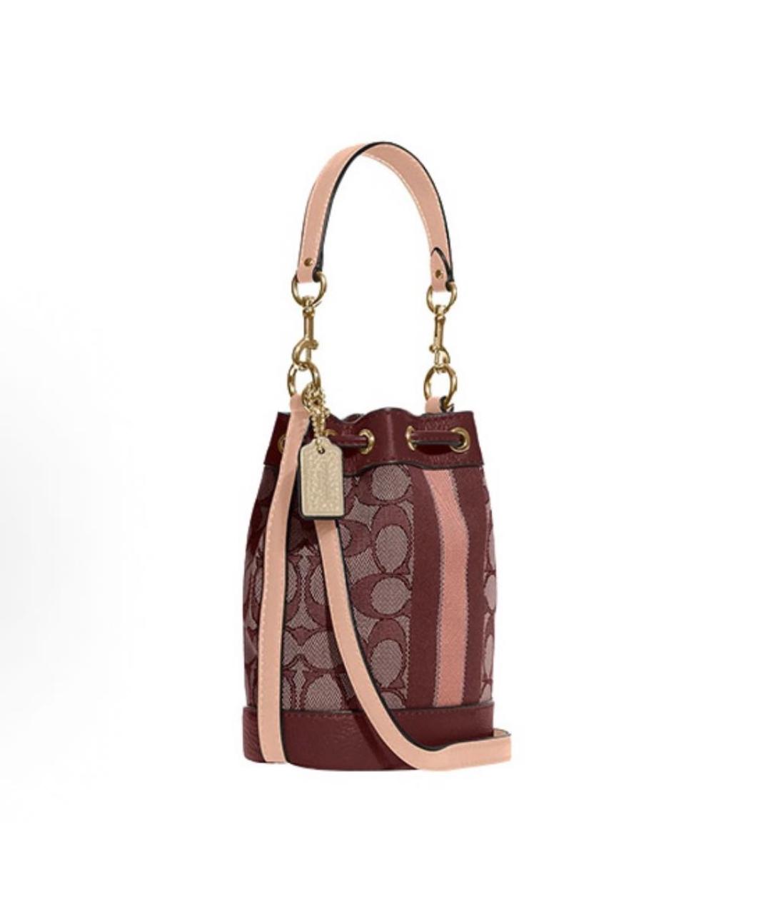 COACH Бордовая кожаная сумка через плечо, фото 2