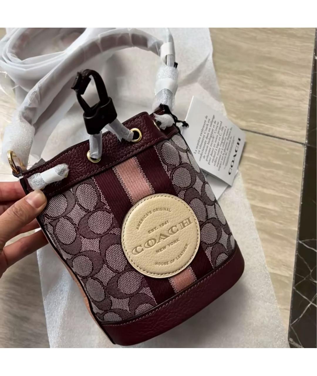 COACH Бордовая кожаная сумка через плечо, фото 6