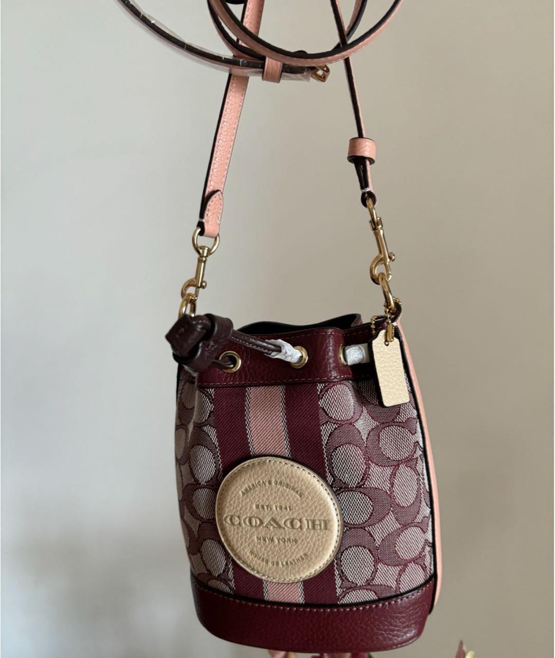 COACH Бордовая кожаная сумка через плечо, фото 8