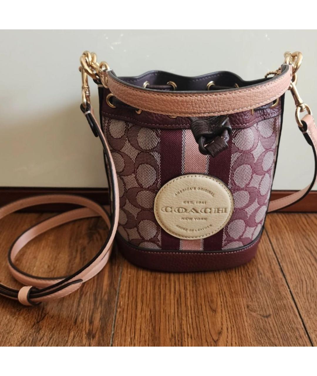COACH Бордовая кожаная сумка через плечо, фото 7
