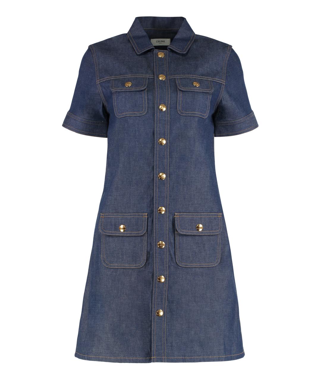 CELINE Синее хлопковое повседневное платье, фото 1