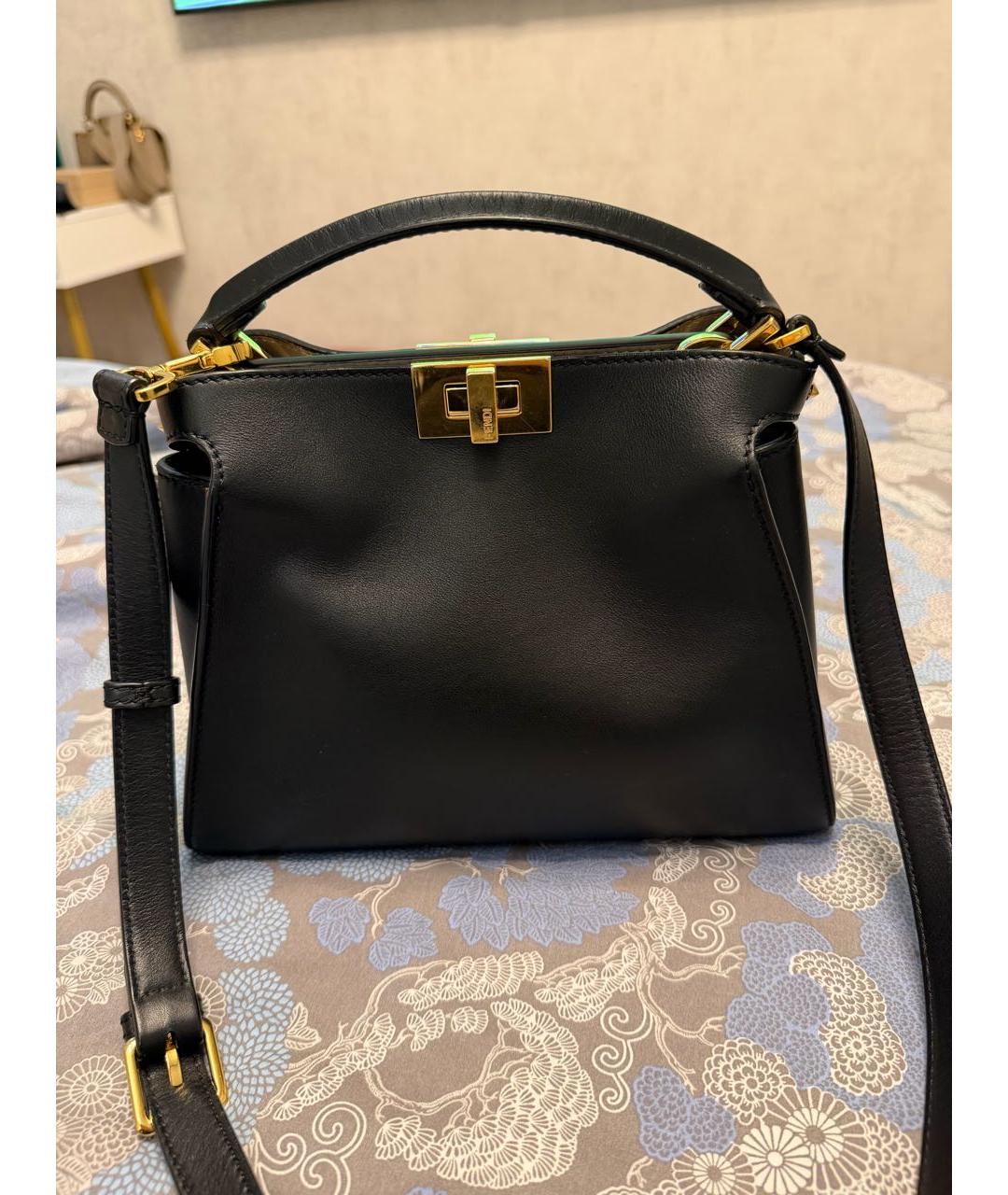 FENDI Черная кожаная сумка с короткими ручками, фото 6