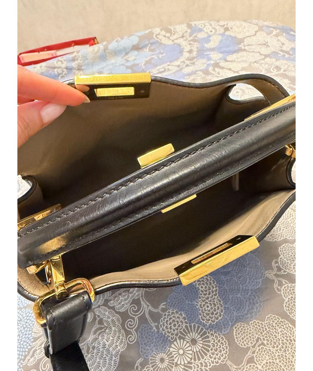 FENDI Черная кожаная сумка с короткими ручками, фото 3