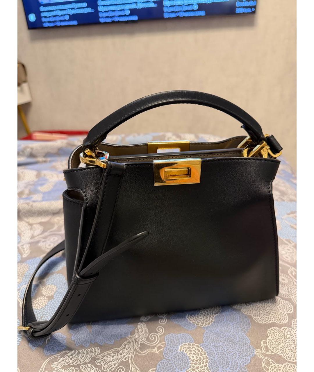 FENDI Черная кожаная сумка с короткими ручками, фото 2