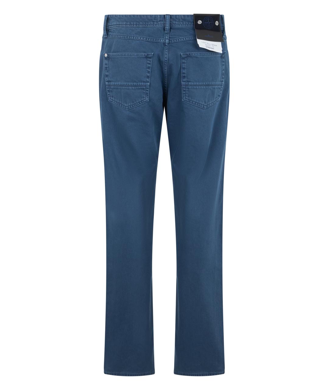 STONE ISLAND Синие хлопковые прямые джинсы, фото 2