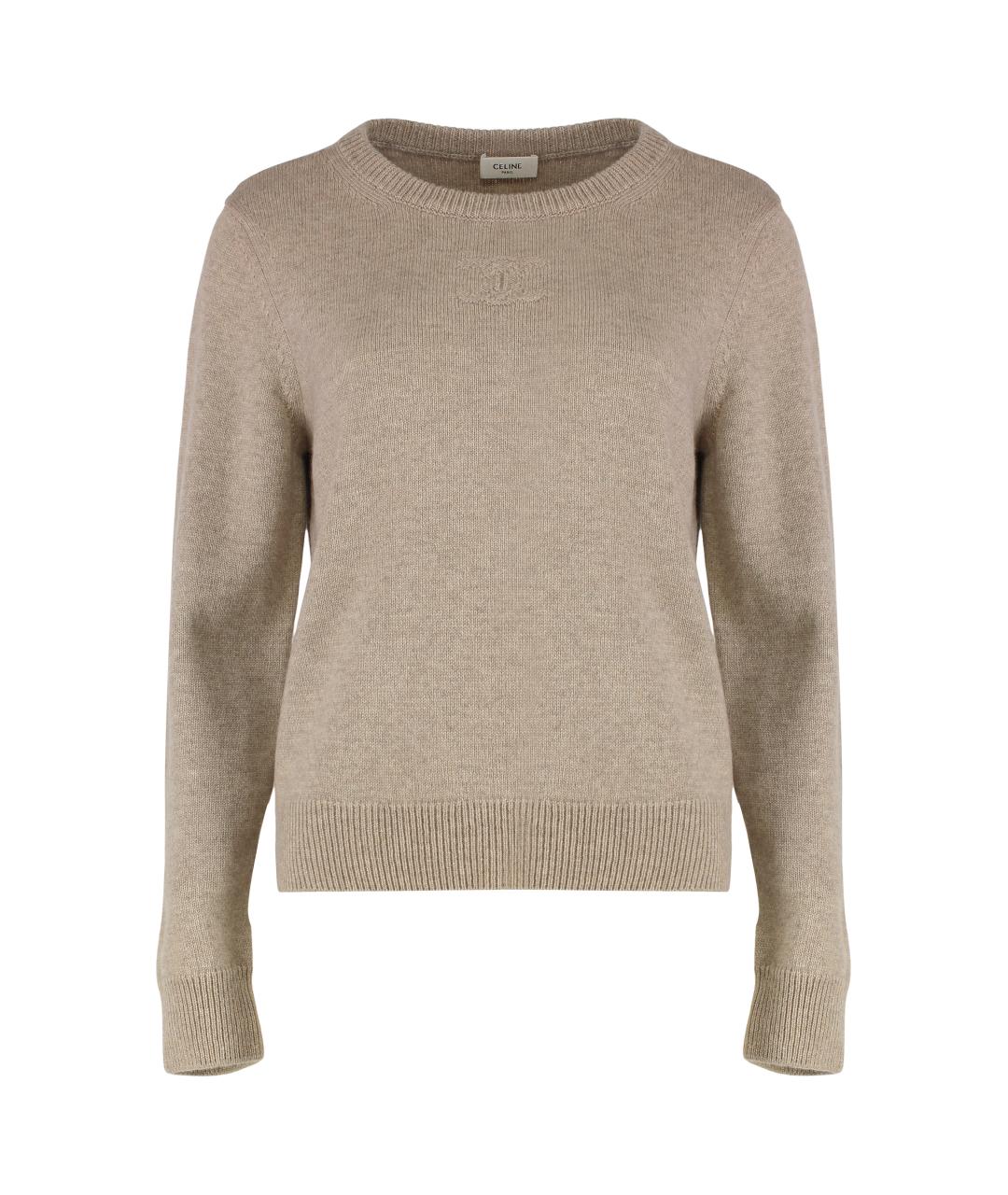 CELINE Бежевый кашемировый джемпер / свитер, фото 1