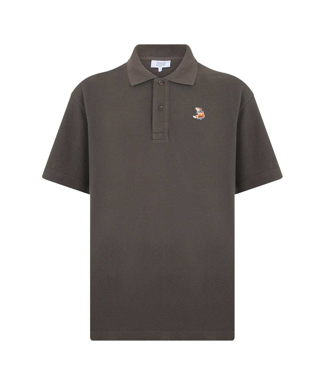MAISON KITSUNE Серое хлопковое поло с коротким рукавом, фото 1