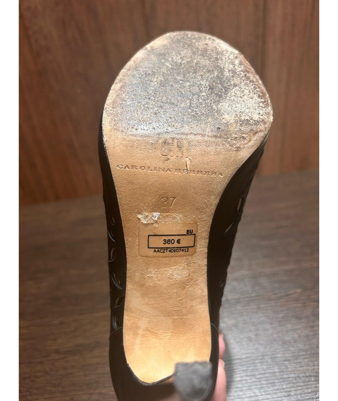 CAROLINA HERRERA Черные кожаные ботильоны, фото 7