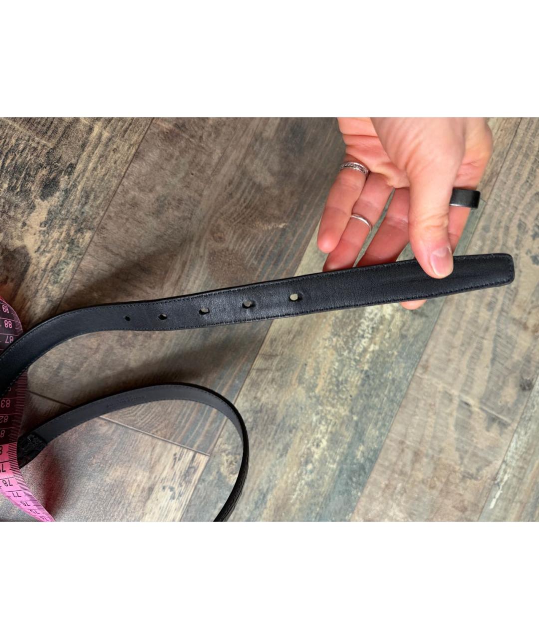 SAINT LAURENT Черный ремень из лакированной кожи, фото 3