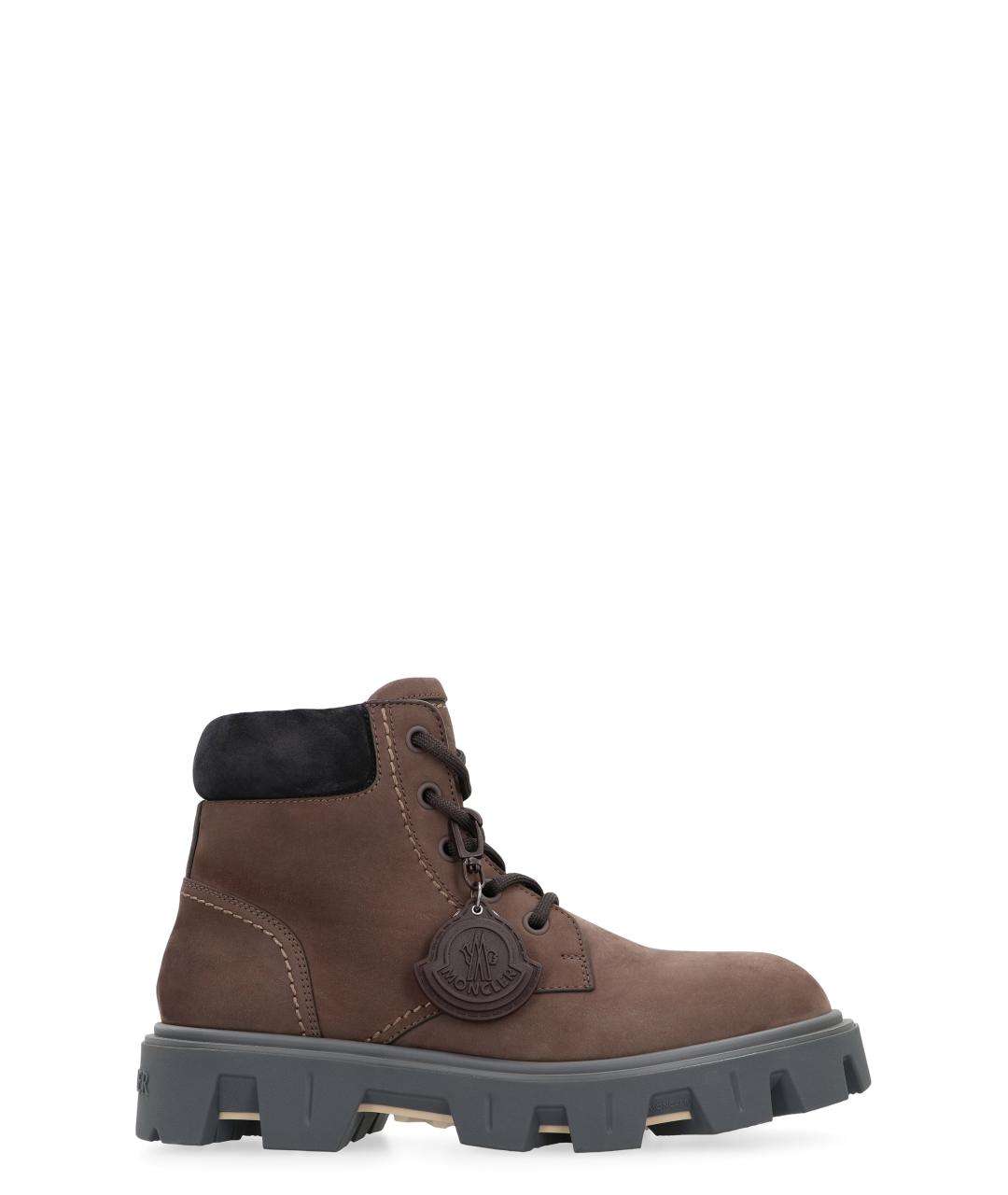 MONCLER Коричневые кожаные высокие ботинки, фото 1